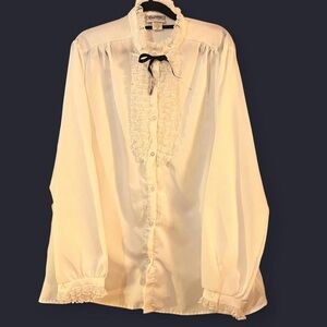 Rhapsody Lace-Trimmed White Blouse